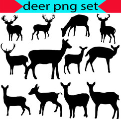 Collection of silhouettes of wild animals -transparent the deer family.png