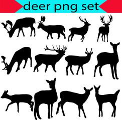 Collection of silhouettes of wild animals -transparent the deer family.png