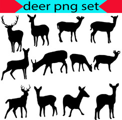 Collection of silhouettes of wild animals -transparent the deer family.png