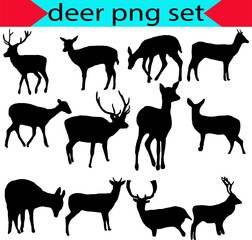 Collection of silhouettes of wild animals -transparent the deer family.png
