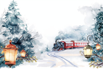 Watercolor Christmas card background frame image
