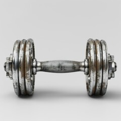 Fototapeta premium Adjustable dumbbells with weight plates on solid white background, single object, pack shot studio light for photo stock