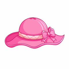 Vector Cartoon Pink Elegance Women Hat, isolated on white background (15)