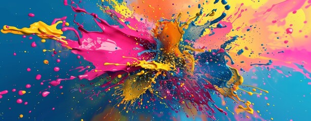 Explosion of colorful paint. Splash of bright multicolored paint. Vibrant art background with motion effect.