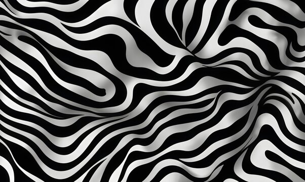 Abstract Zebra Black and White Wavy Pattern texture Digital Painting