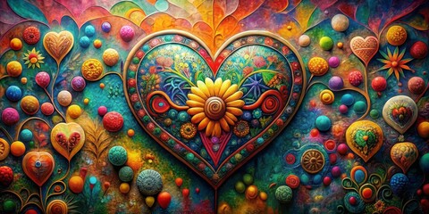 The Heart of the Universe, digital art, abstract heart, colorful, surrealism, abstract art , digital painting
