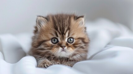 Persian kitten on white background at 45 days old looks adorable