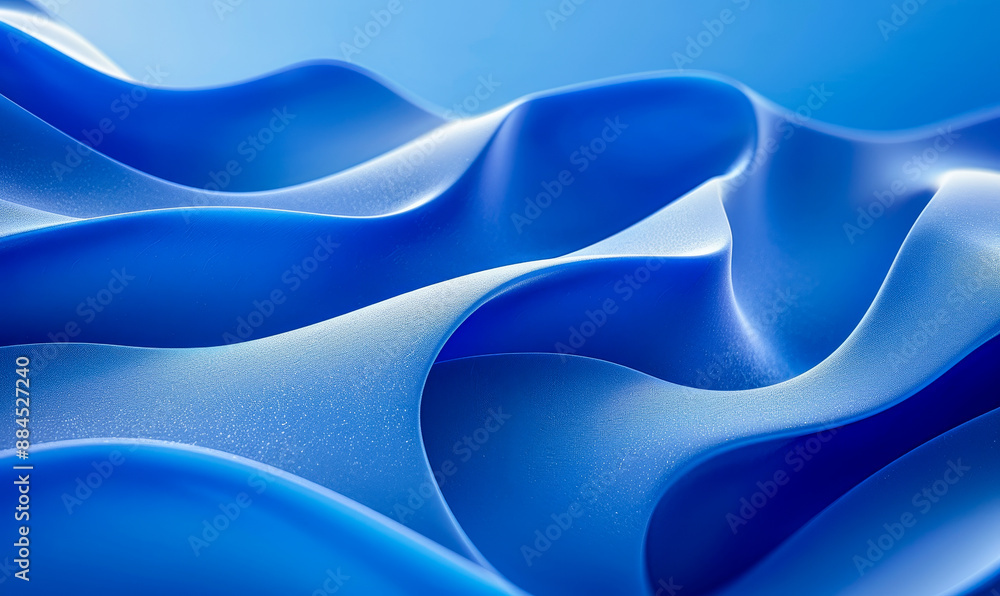 Poster curvy blue abstract surfaces in modern 3d render - smooth fluid geometry background for digital desi
