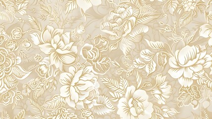Beige tone fine lace texture with seamless beautiful vintage floral and flower abstract pattern background. 