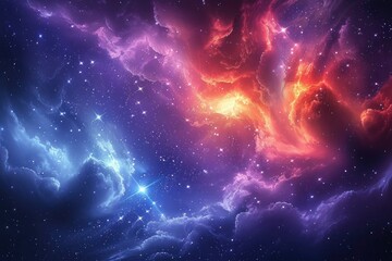 Fototapeta premium Colorful Nebula Galaxy: A Stunning Space Wallpaper with Supernova Night Stars - HD Cosmos and Astronomy Background