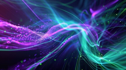 Obraz premium Abstract Swirling Lines of Purple and Green Light