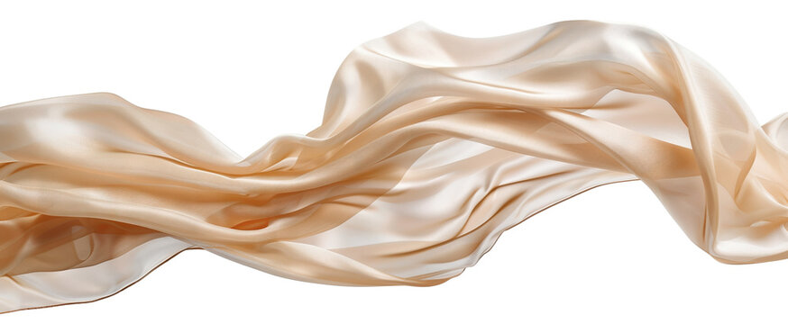Floating elegant beige fabric, cut out