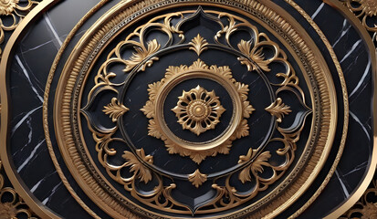 Luxury golden ornament on a black background.