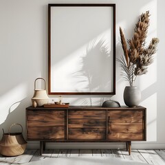 Canvas mockup in minimalist interior background and Mockup frame