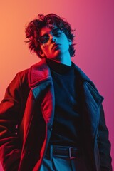 A Model's Gaze in Neon Light