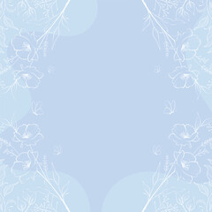 Beautiful frame of flowering branches. Vector illustration.