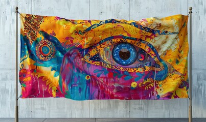 Design a flag featuring vibrant cultures, realistic photo
