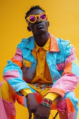 A Model's Colorful Statement in a Fashion Shoot