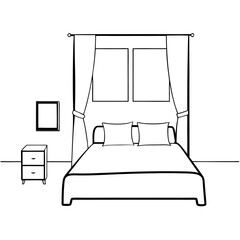 Cute Bedroom Coloring Page 