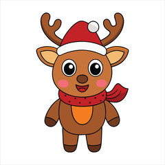 Happy new year merry Christmas cute animal cartoon vector illustration