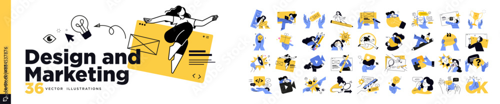 Fototapete design and marketing concept illustrations. set of modern vector illustrations of digital marketing,