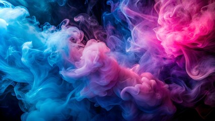 Fototapeta premium Abstract Blue and Pink Ink Swirls in Water. Generative AI