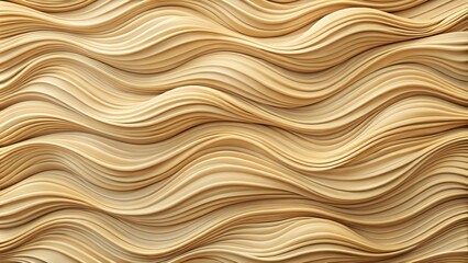 Abstract Wooden Wall Panel With Wavy Pattern. Generative AI