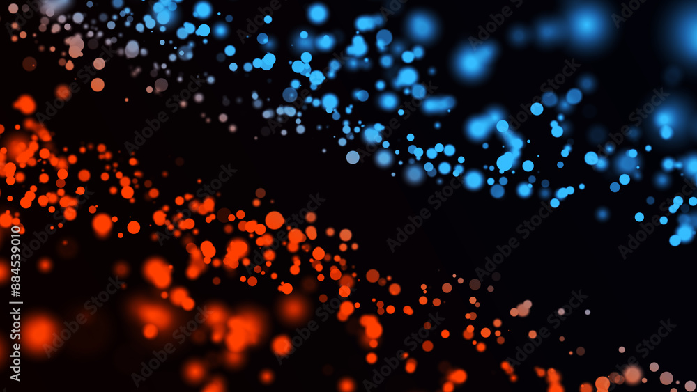 Aufkleber abstract red and blue flying particles or dust background. mesh space or galaxy texture. global digi