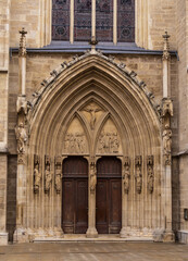 Main entrance of Minoritenkirche (Church of Minorites) in Vienna, Austria