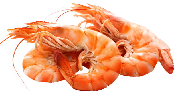 fresh shrimp isolated on transparent background