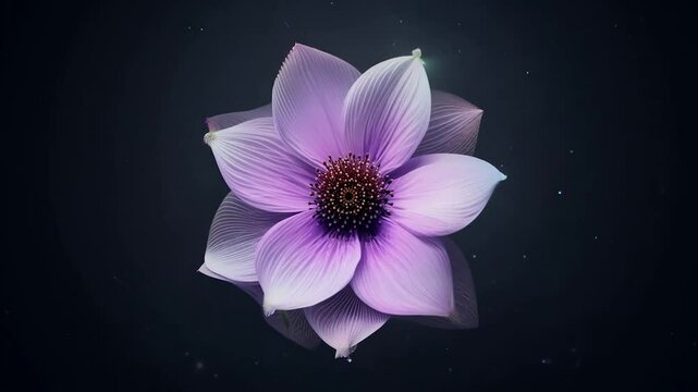 Glowing flower blooms on a dark background, captivating with vibrant colors and delicate details, creating a surreal and magical atmosphere