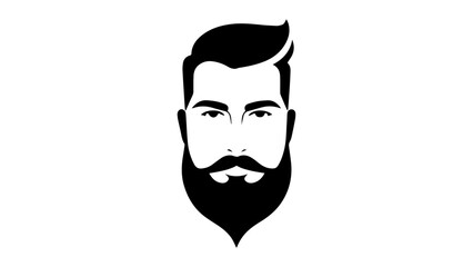 simple shape of a man with long beard, vector illustration of a shape of a man with long beard and hair
