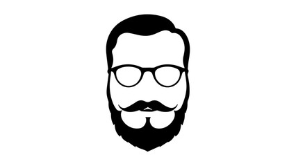 simple face of a man with beard mustache and glasses in vector