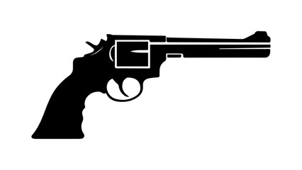 shape of a gun in vector, Silhouette of a Vintage Revolver Handgun with Classic Design,  Ideal for firearm-themed projects gun shape