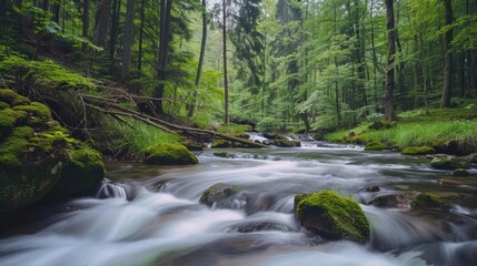 Obraz premium Long exposure of a flowing river