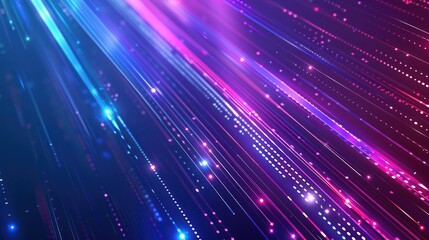 Obraz premium Abstract Neon Lines with Glittering Dots