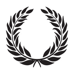Vintage Black Laurel Wreath Vector Emblem, Decorative Black Laurel Wreath Vector Badge