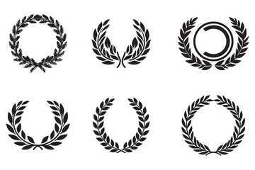 Vintage Black Laurel Wreath Vector Emblem, Decorative Black Laurel Wreath Vector Badge