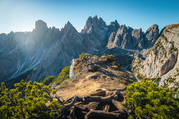 Beautiful hiking trail with best view in the Dolomites, Italy