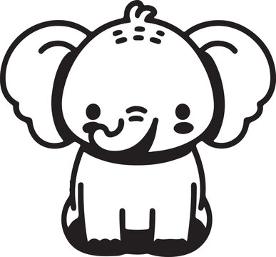 recommend clip art: A cute elephant line art design