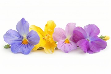 A charming bouquet of yellow and purple flowers artistically capturing the essence of cheerful floral beauty