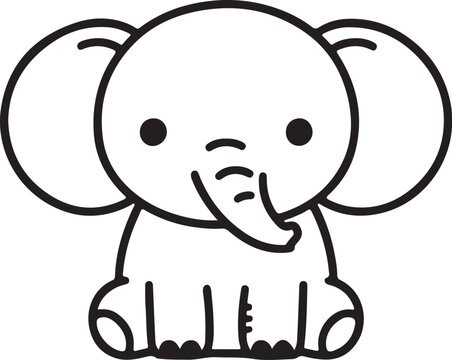recommend clip art: A cute elephant line art design