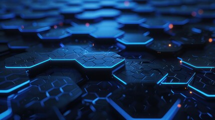 Obraz premium Abstract Hexagonal Structure with Blue Glow