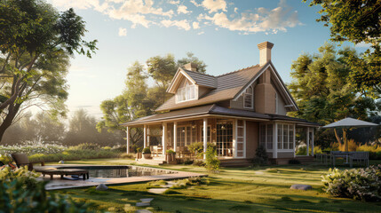 american Cottage-style homes are examples of charm and a welcoming facade. smaller than other types of architecture, these dwellings prioritize comfort and accessibility over size and extravagan