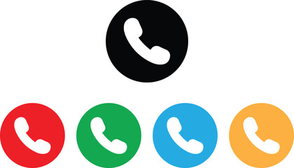 Obraz premium Colorful call icon in black, red, green, blue and orange colors . Phone call icon set . Vector illustration