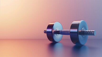 グラデーション背景のダンベルとコピースペース