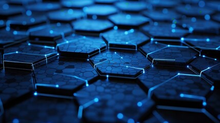 Obraz premium Abstract Blue Hexagon Pattern with Glowing Lines
