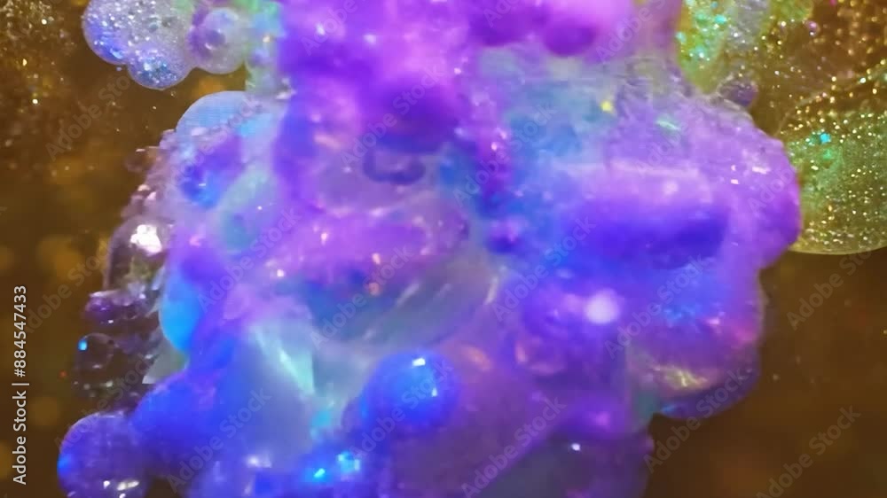 Poster mesmerizing abstract background with colorful bubbles floating in golden liquid, creating stunning b