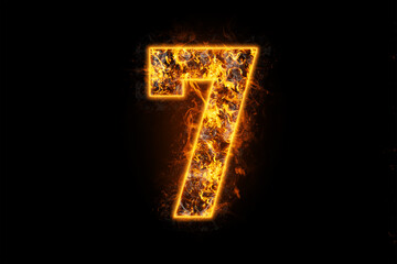 Fire number text effect