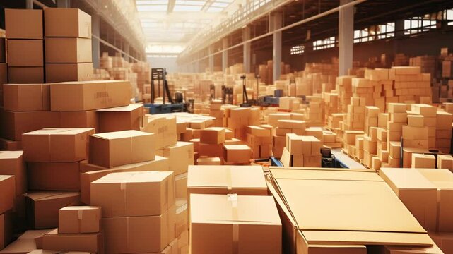 Package Delivery Center Storage 4K AI Animation